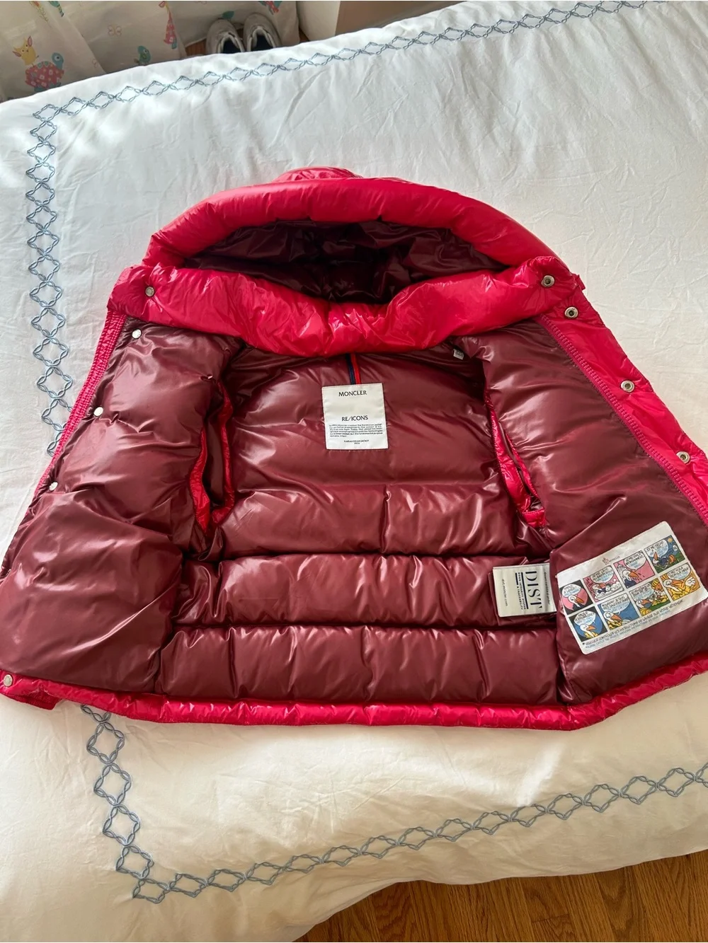 Moncler Kids Shiny Pink Quilted Puffer Jacket with Hood/Size 4 Girls/Vest